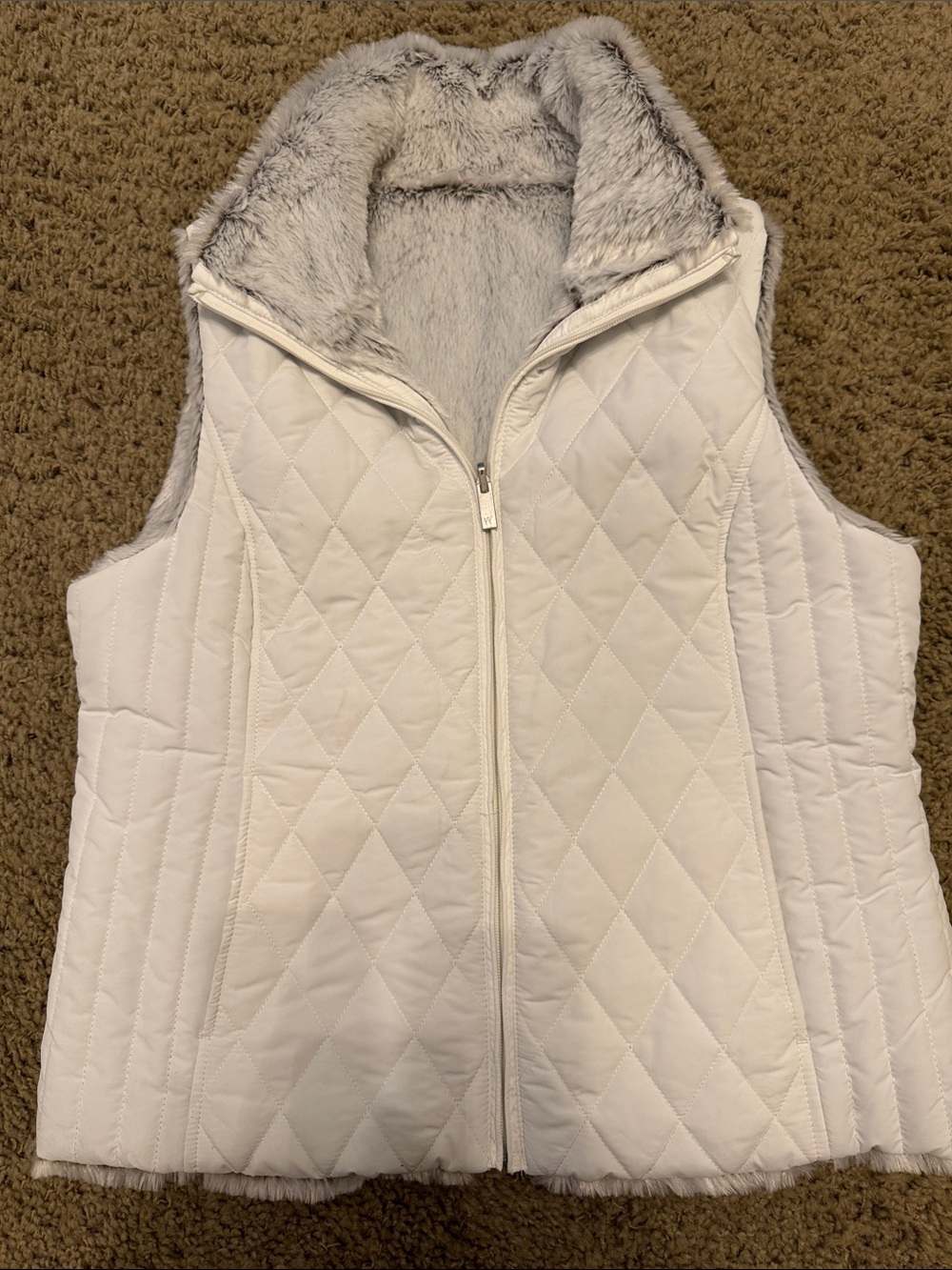 Quilted Faux Fur Reversible Lined Vest